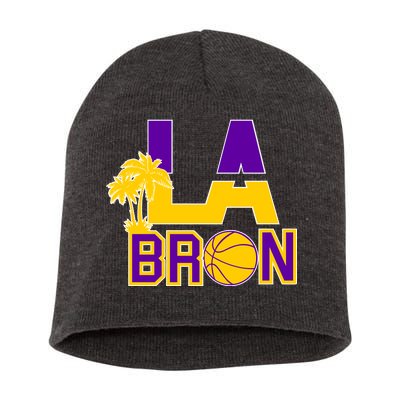 LA Bron Basketball Palm Tree Logo Short Acrylic Beanie