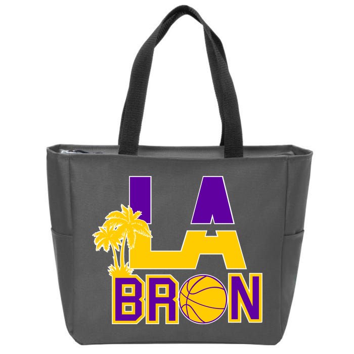 LA Bron Basketball Palm Tree Logo Zip Tote Bag