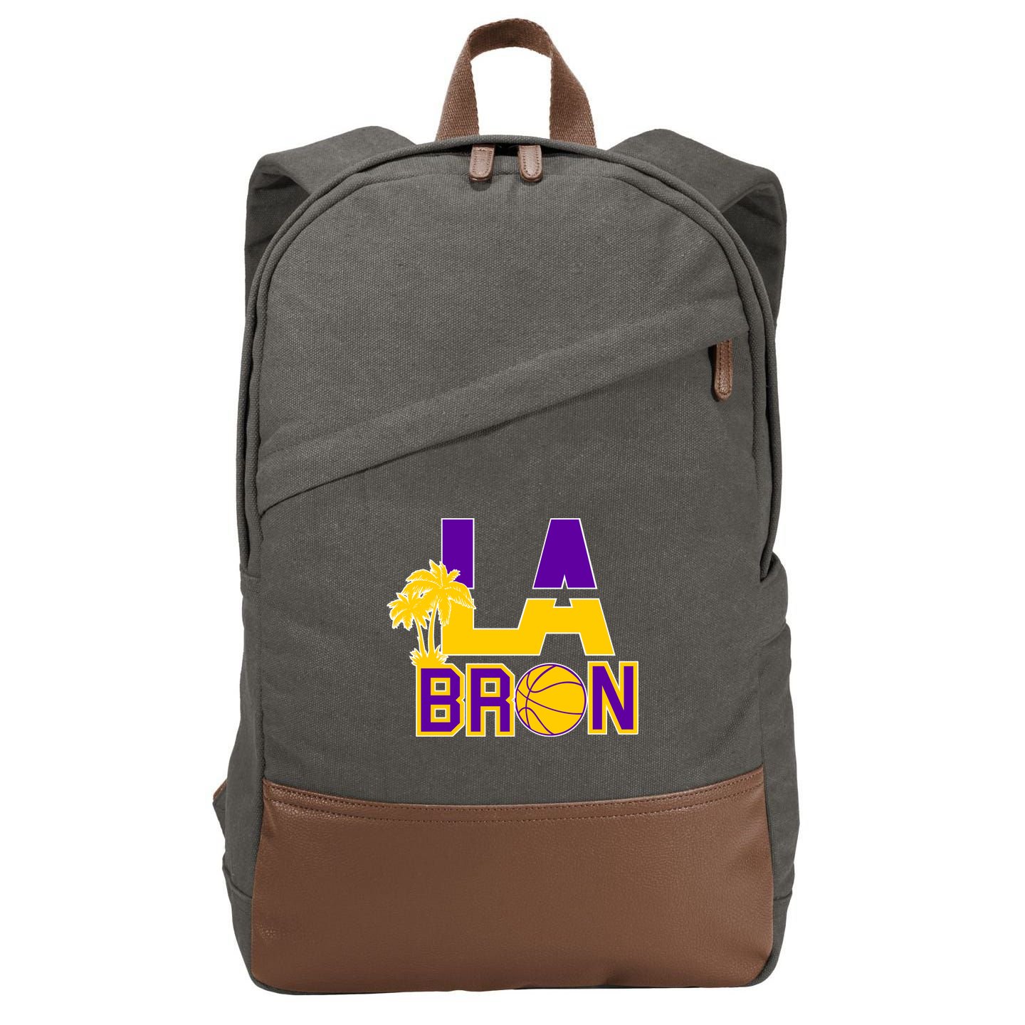 LA Bron Basketball Palm Tree Logo Cotton Canvas Backpack