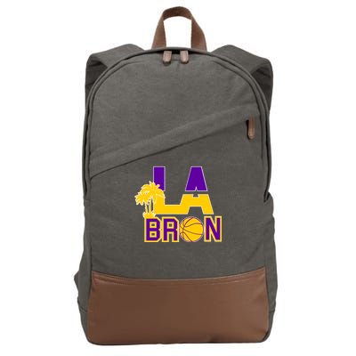 LA Bron Basketball Palm Tree Logo Cotton Canvas Backpack