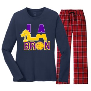 LA Bron Basketball Palm Tree Logo Women's Long Sleeve Flannel Pajama Set 