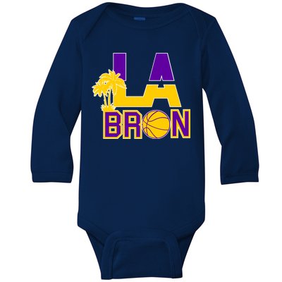 LA Bron Basketball Palm Tree Logo Baby Long Sleeve Bodysuit