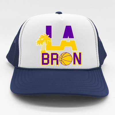 LA Bron Basketball Palm Tree Logo Trucker Hat