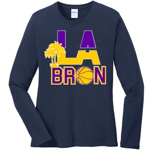 LA Bron Basketball Palm Tree Logo Ladies Long Sleeve Shirt