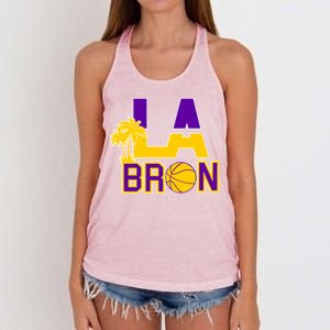 LA Bron Basketball Palm Tree Logo Women's Knotted Racerback Tank