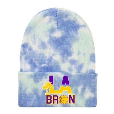 LA Bron Basketball Palm Tree Logo Tie Dye 12in Knit Beanie