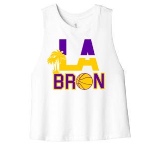 LA Bron Basketball Palm Tree Logo Women's Racerback Cropped Tank