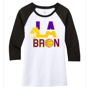 LA Bron Basketball Palm Tree Logo Women's Tri-Blend 3/4-Sleeve Raglan Shirt