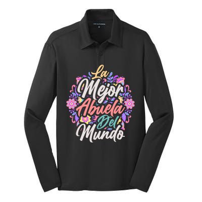 La Mejor Abuela del Mundo Hispanic Grandma & Mother's Day Silk Touch Performance Long Sleeve Polo