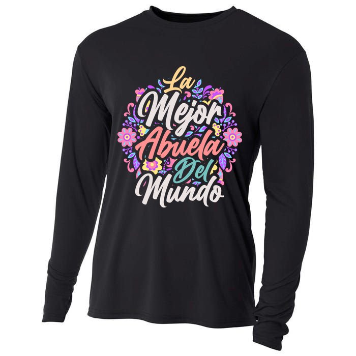 La Mejor Abuela del Mundo Hispanic Grandma & Mother's Day Cooling Performance Long Sleeve Crew