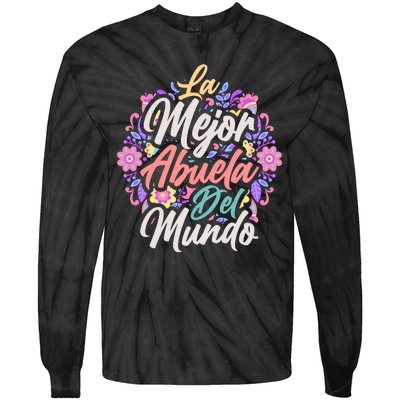 La Mejor Abuela del Mundo Hispanic Grandma & Mother's Day Tie-Dye Long Sleeve Shirt