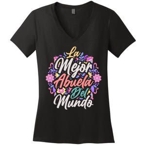 La Mejor Abuela del Mundo Hispanic Grandma & Mother's Day Women's V-Neck T-Shirt