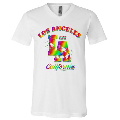 LA Retro Los Angeles Colors V-Neck T-Shirt