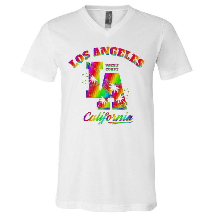 LA Retro Los Angeles Colors V-Neck T-Shirt