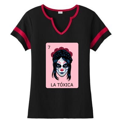 La Toxica Sugar Skull  Ladies Halftime Notch Neck Tee