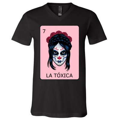 La Toxica Sugar Skull  V-Neck T-Shirt