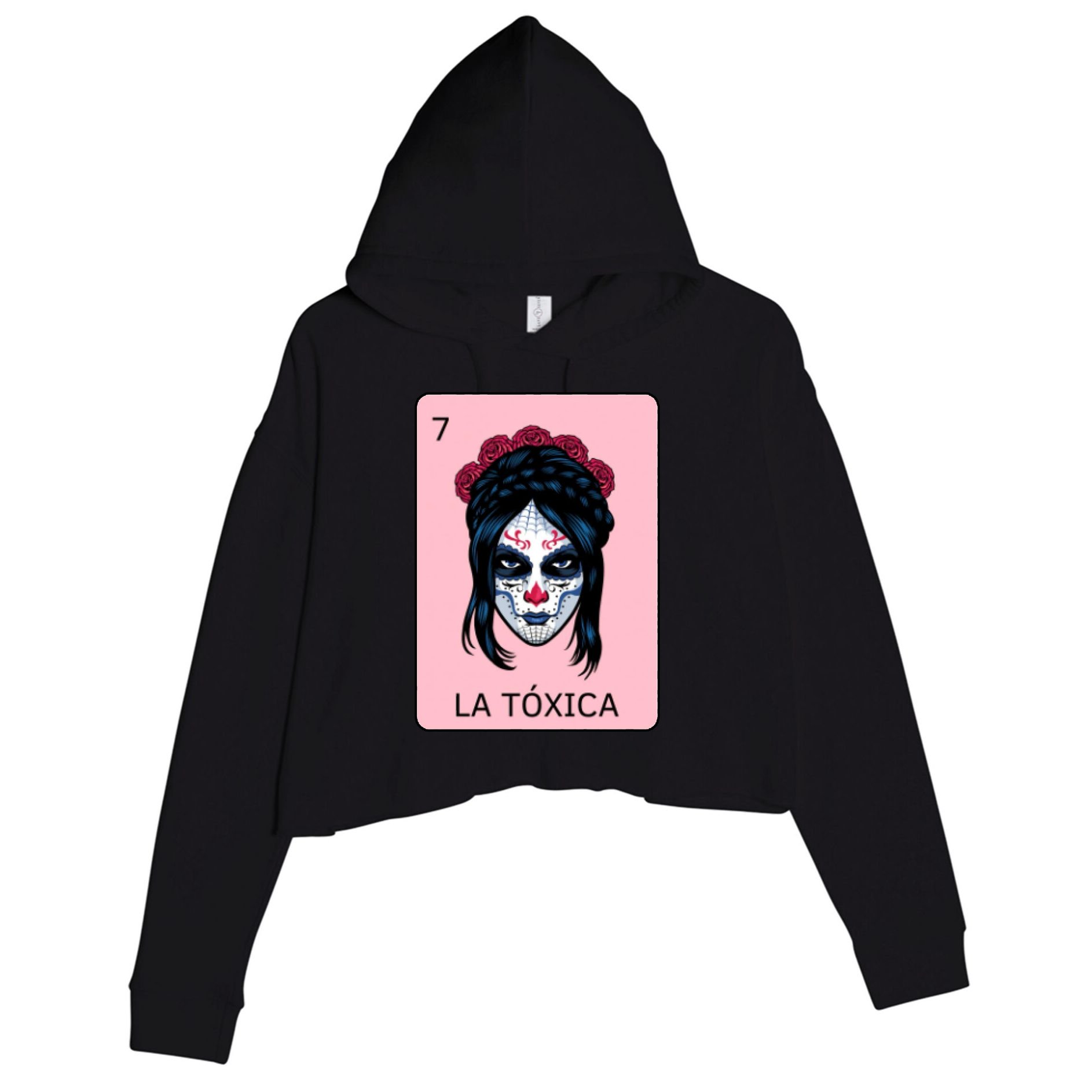 La Toxica Sugar Skull  Crop Fleece Hoodie