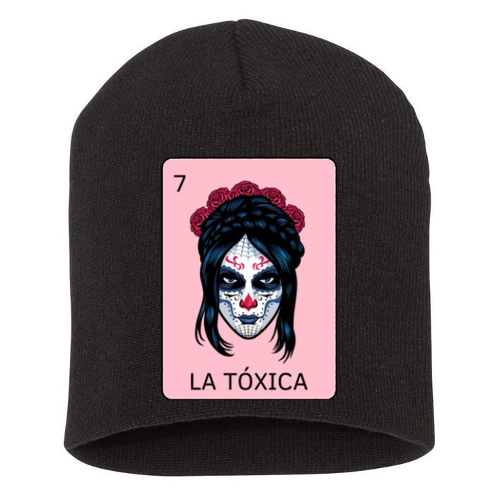 La Toxica Sugar Skull  Short Acrylic Beanie