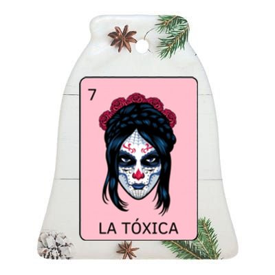 La Toxica Sugar Skull  Ceramic Bell Ornament