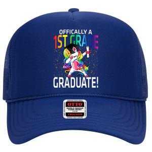 Ly A 1St Grade Graduate Unicorn Cute Gift High Crown Mesh Back Trucker Hat