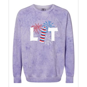 Lit American 4th Of July US Patriotic Pride Gift Colorblast Crewneck Sweatshirt