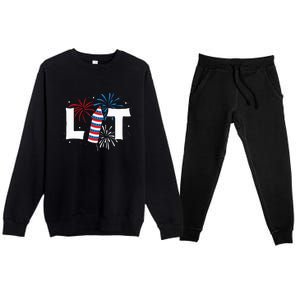 Lit American 4th Of July US Patriotic Pride Gift Premium Crewneck Sweatsuit Set