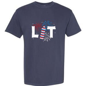 Lit American 4th Of July US Patriotic Pride Gift Garment-Dyed Heavyweight T-Shirt