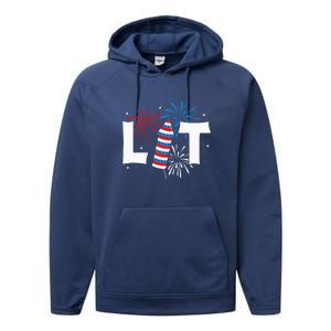 Lit American 4th Of July US Patriotic Pride Gift Performance Fleece Hoodie