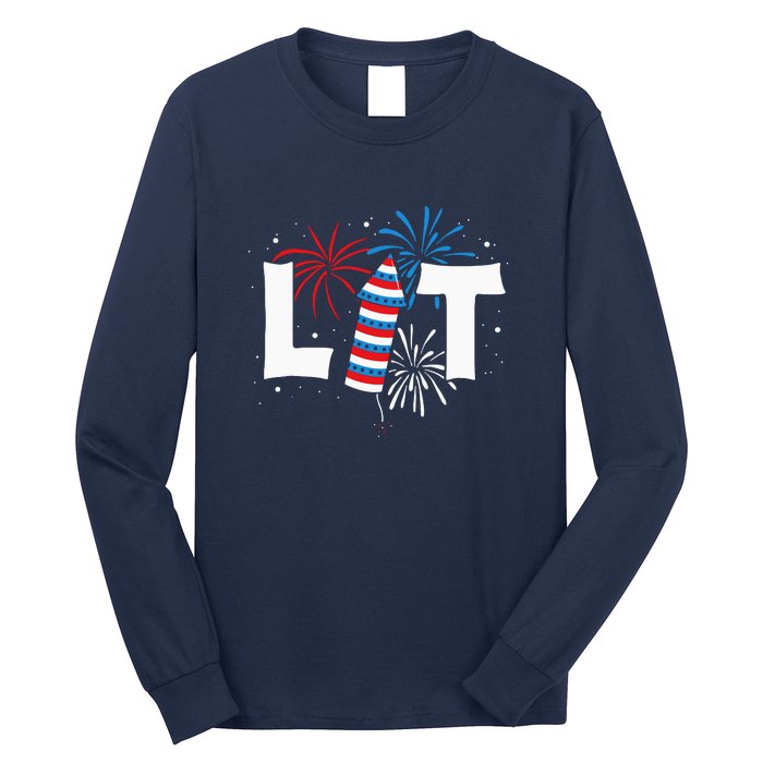 Lit American 4th Of July US Patriotic Pride Gift Long Sleeve Shirt