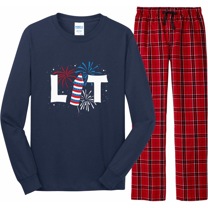 Lit American 4th Of July US Patriotic Pride Gift Long Sleeve Pajama Set