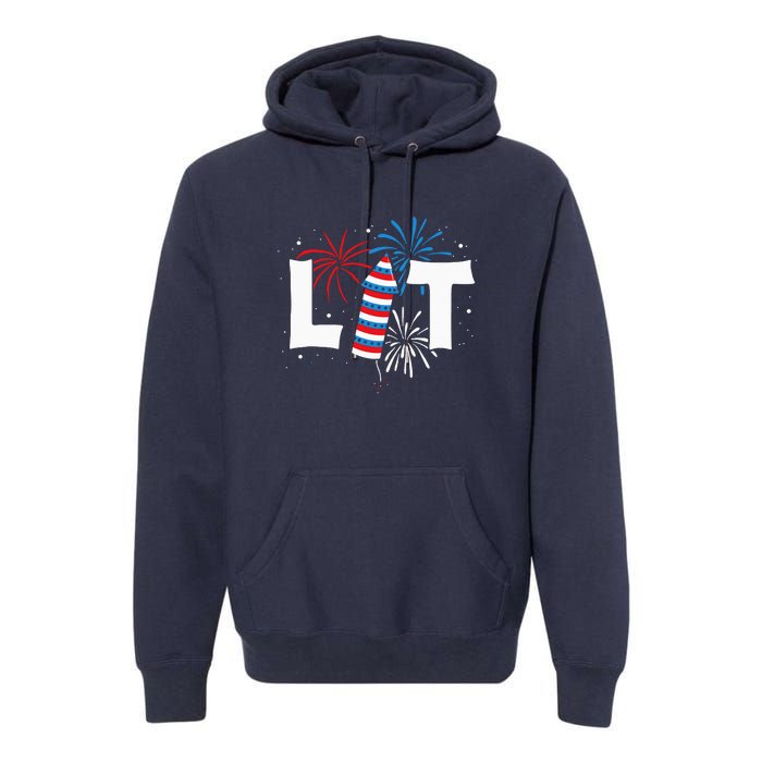 Lit American 4th Of July US Patriotic Pride Gift Premium Hoodie