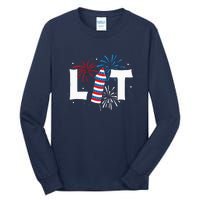 Lit American 4th Of July US Patriotic Pride Gift Tall Long Sleeve T-Shirt