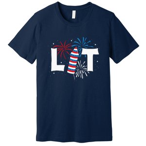 Lit American 4th Of July US Patriotic Pride Gift Premium T-Shirt