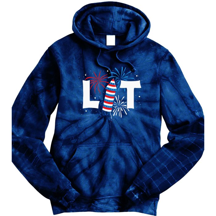 Lit American 4th Of July US Patriotic Pride Gift Tie Dye Hoodie