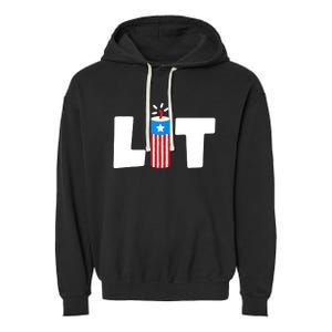 Lit American 4th of July US Patriotic Pride Garment-Dyed Fleece Hoodie