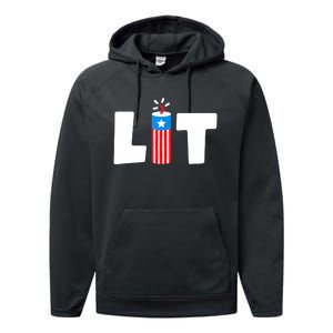 Lit American 4th of July US Patriotic Pride Performance Fleece Hoodie