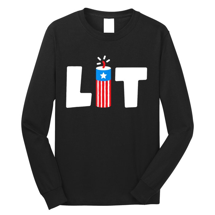 Lit American 4th of July US Patriotic Pride Long Sleeve Shirt