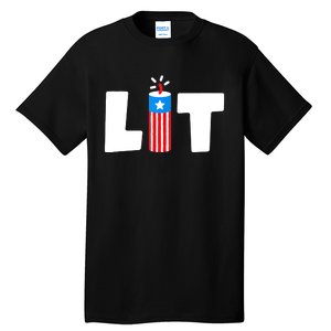 Lit American 4th of July US Patriotic Pride Tall T-Shirt