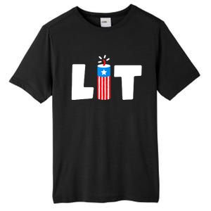 Lit American 4th of July US Patriotic Pride Tall Fusion ChromaSoft Performance T-Shirt