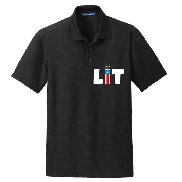 Lit American 4th of July US Patriotic Pride Dry Zone Grid Polo