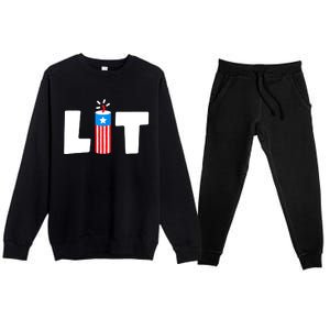 Lit American 4th of July US Patriotic Pride Premium Crewneck Sweatsuit Set