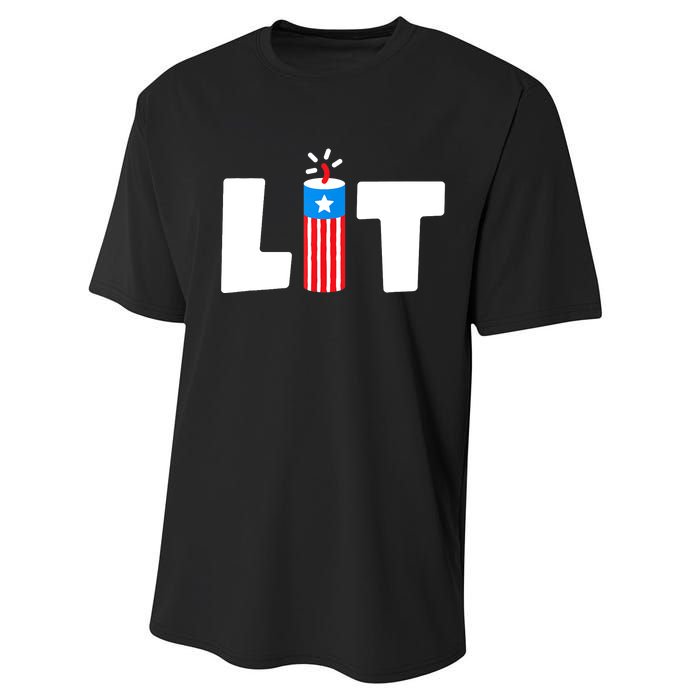 Lit American 4th of July US Patriotic Pride Performance Sprint T-Shirt