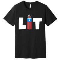 Lit American 4th of July US Patriotic Pride Premium T-Shirt