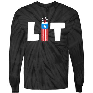 Lit American 4th of July US Patriotic Pride Tie-Dye Long Sleeve Shirt