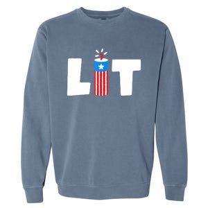 Lit American 4th of July US Patriotic Pride Garment-Dyed Sweatshirt