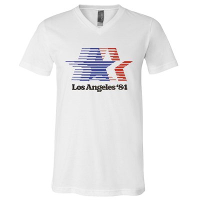 Los Angeles 84 Nostalgic La Retro Vintage V-Neck T-Shirt