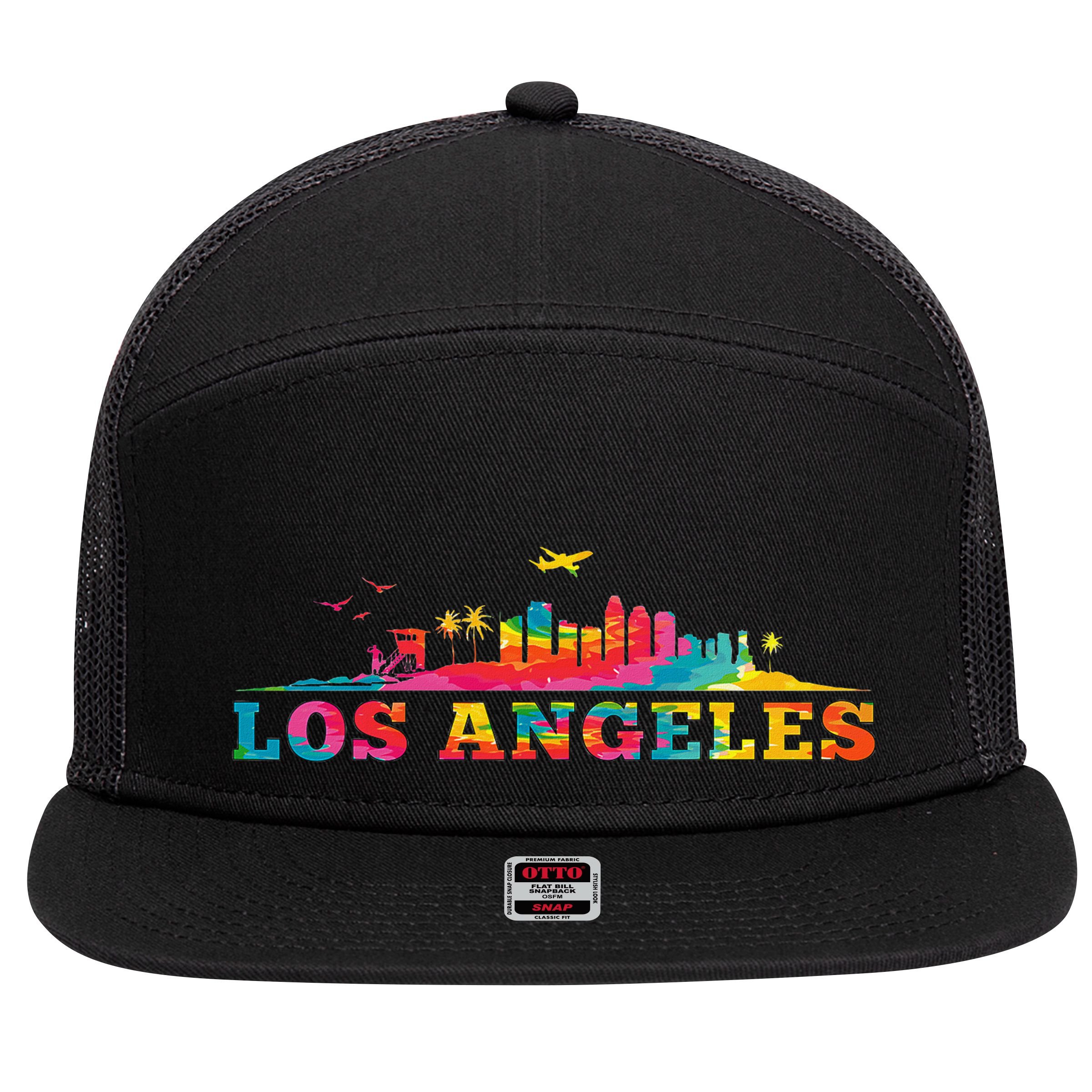 Los Angeles Apparel La Los Angeles Tie Dye 7 Panel Mesh Trucker Snapback Hat