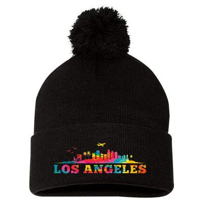 Los Angeles Apparel La Los Angeles Tie Dye Pom Pom 12in Knit Beanie