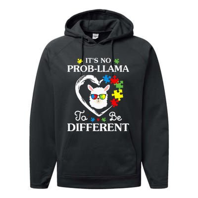 Llama Autism Awareness Gift Be A Little Different Performance Fleece Hoodie