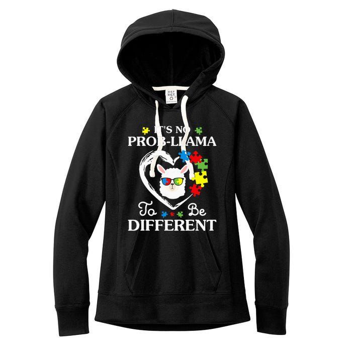 Llama Autism Awareness Gift Be A Little Different Women's Fleece Hoodie